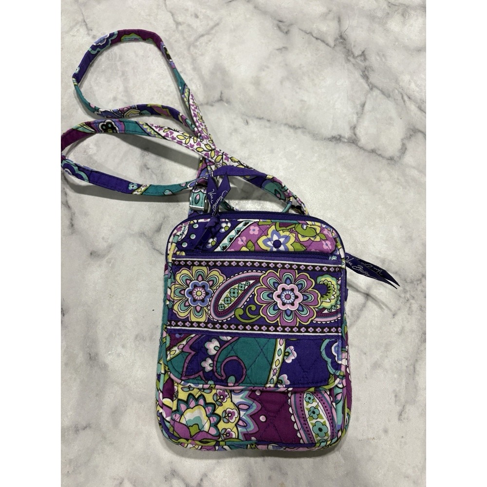 Vera Bradley Heather Mini Hipster Crossbody Bag Purple Floral Paisley Retired